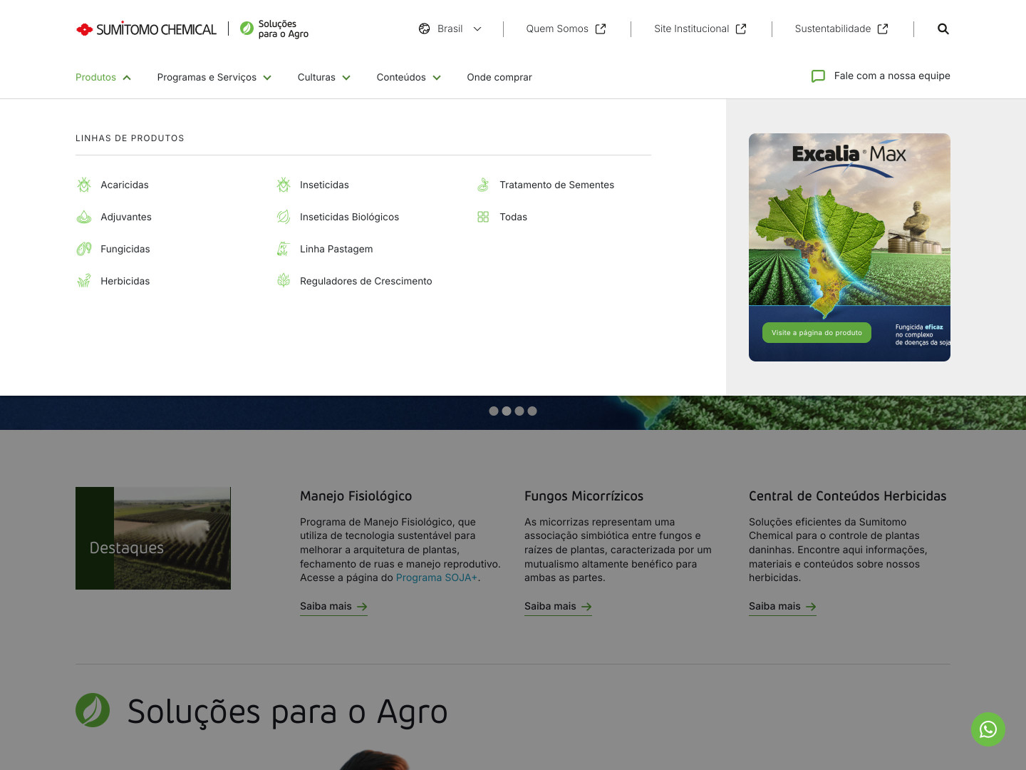 Navegação pensada para 70+ produtos técnicos