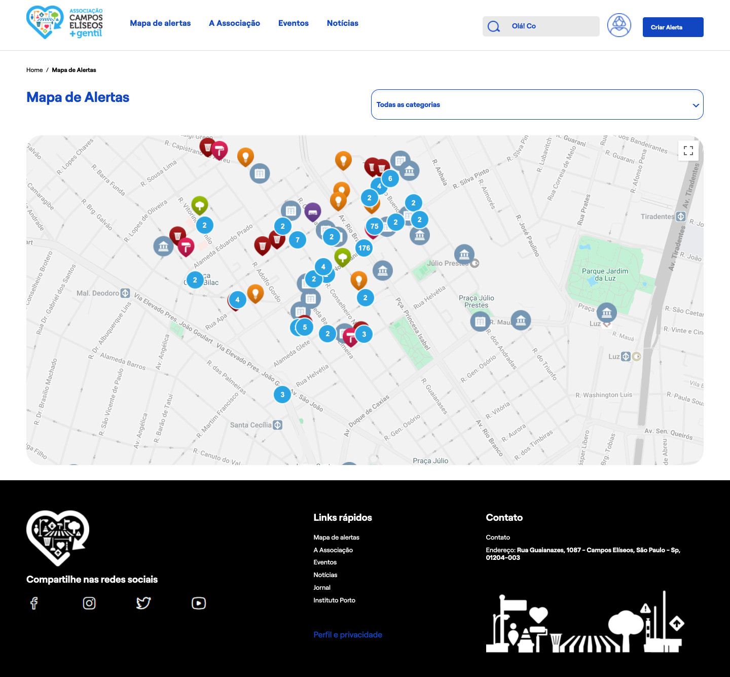 Mapas que dão vida aos alertas do bairro